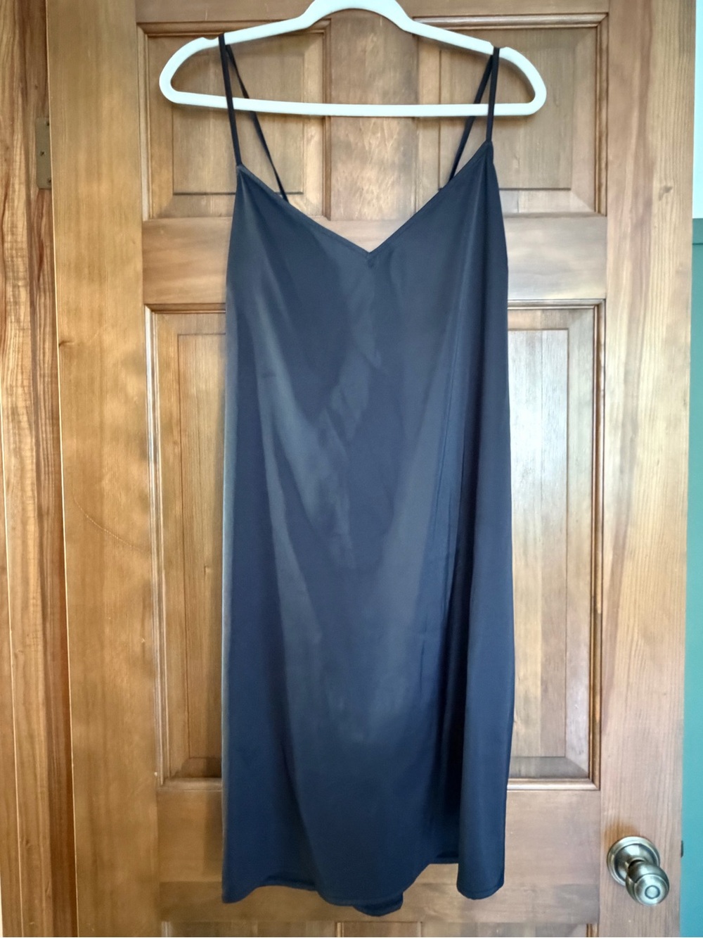 Classic Black Satin Slip with Spaghetti Straps
